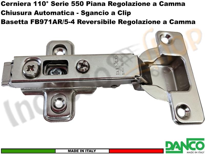 Cerniera Clip Danco F55080P44 Automatica 110° Collo Piano + Basetta 971 Acciaio