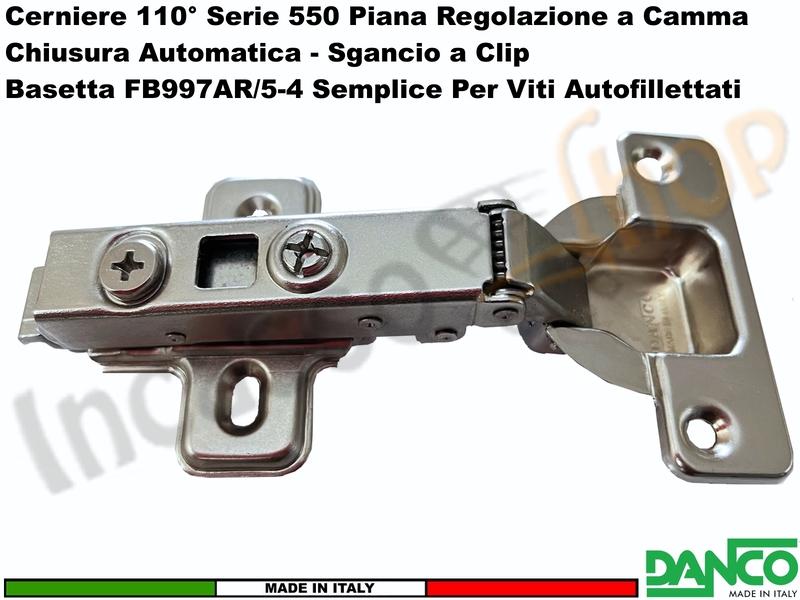 Set 6 Cerniere Clip Danco F55080P44 Automatica 110° Collo Piano + Basetta 997