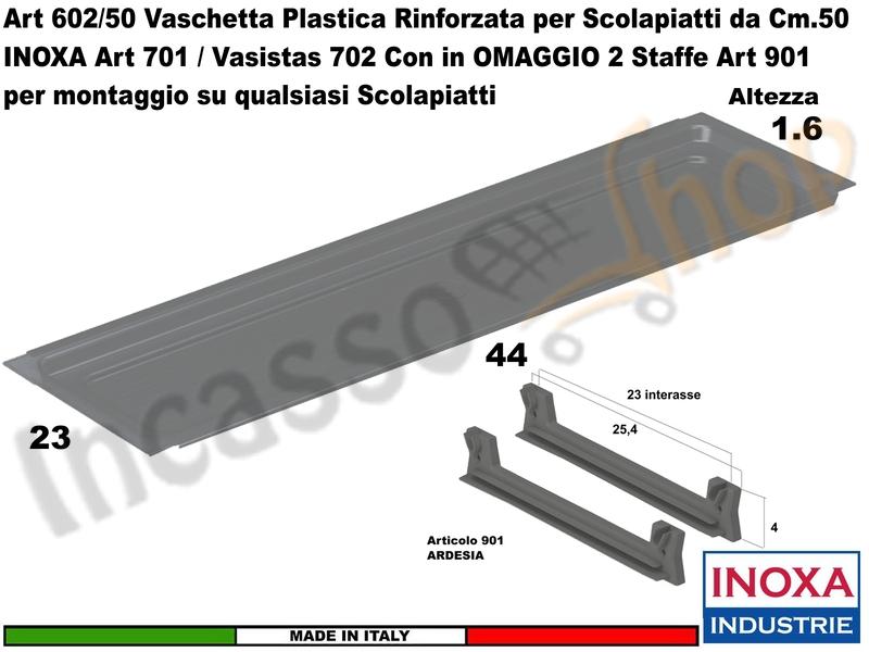 Vaschetta Raccogligocce ARDESIA INOXA 602/50AR Per Scolapiatti da 50 + 2 901
