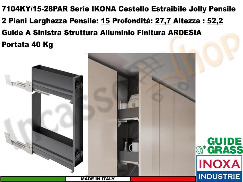 Carello Jolly Estraibile IKONA 7104KY/15-28PAR Pensile 15 Guide Grass ARDESIA