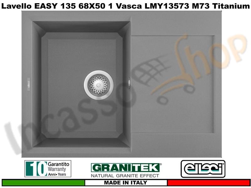 Lavello Easy 135 cm.68X58 1 Vasca Metaltek M73 Titanium