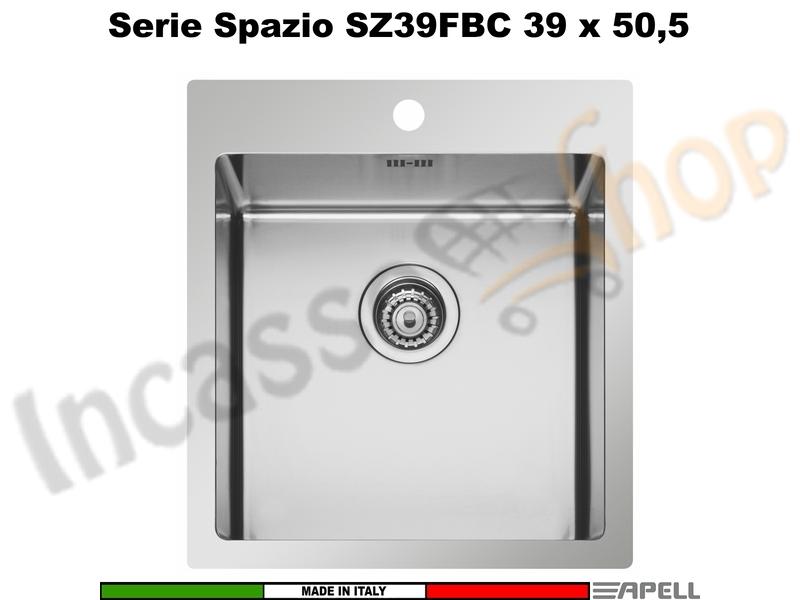 Lavello Apell Spazio R15 C/Banco Rubinetteria Acciaio 39x50,5 Incasso e FIlotop