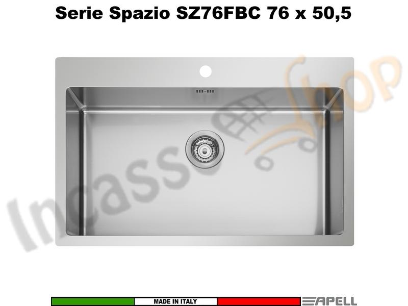 Lavello Apell Spazio R15 C/Banco Rubinetteria Acciaio 76x50,5 Incasso e FIlotop