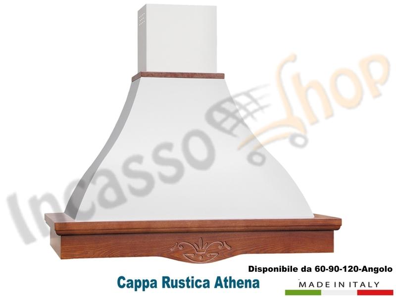 Cappa Parete Rustica 126 Athena 60/90/120/Angolare Trave Scolpita Frassino/Tiglio Verniciata