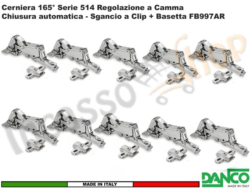 Set 10 Cerniere Clip Danco F51401P44 PIANA Automatica 165° Cucina + Basetta 997