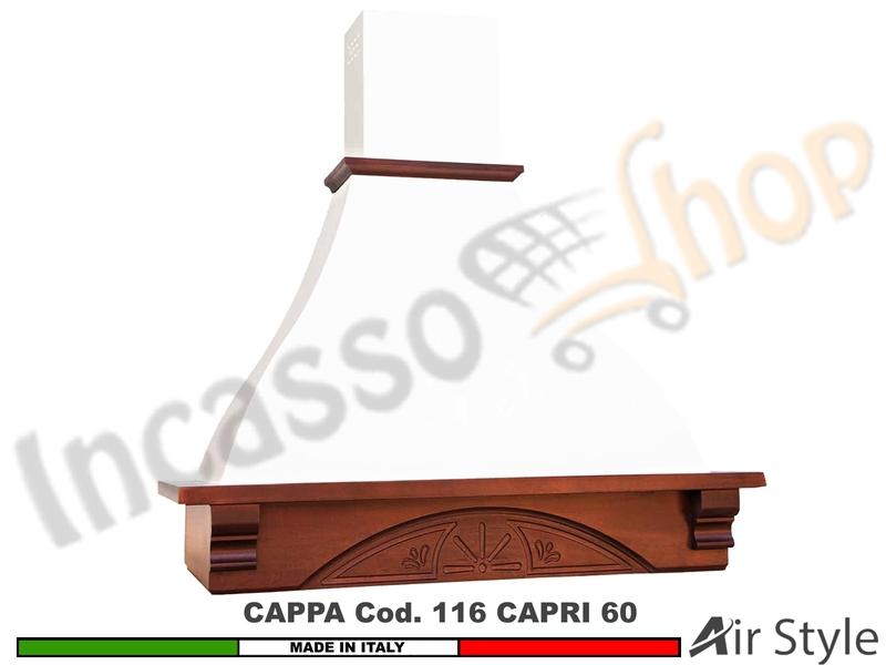 Cappa Rustica CAPRI 60 Legno Frassino o Tiglio Grezzo Motore 420 m³/h