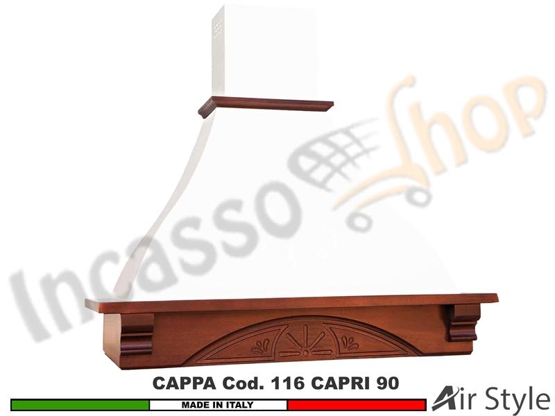 Cappa Rustica CAPRI 90 Legno Frassino o Tiglio Grezzo Motore 420 m³/h