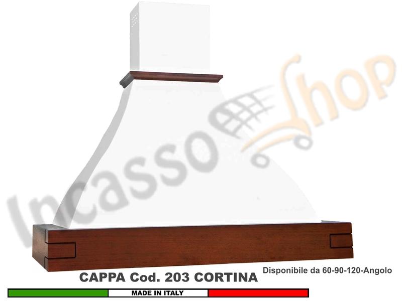 Cappa Rustica Cortina 60/90/120/Angolo Legno Frassino/Tiglio Grezza + MOTORE 420 m³