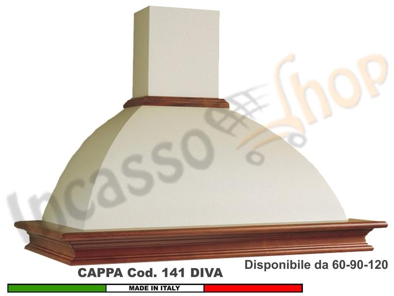 Cappa Rustica Diva 60/90/120 Legno Frassino /Tiglio Verniciata + MOTORE 420 m³/h