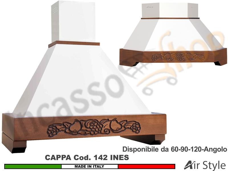 Cappa Rustica Cortina 60/90/120/Angolo Legno Frassino/Tiglio Verniciata + MOTORE 420 m³