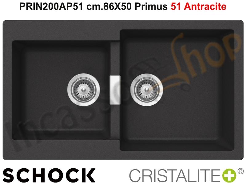 Lavello Cucina da Incasso Primus N200 cm.86X50 Cristalite® 51 Antracite
